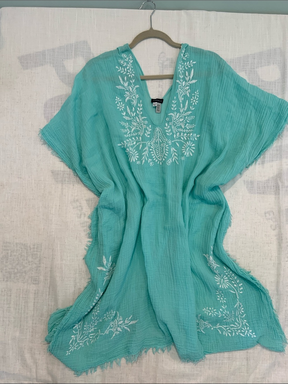Maya Turquoise Embroidered Cotton Tunic
